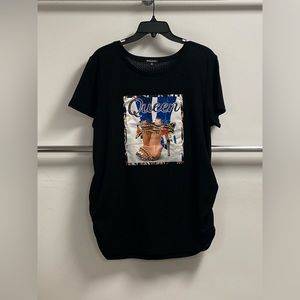 Short Sleeve Side Cinch Waffle Top w) Queen patch (NEW)